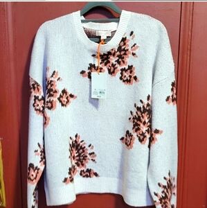 Knox Rose Cream Crew Neck Sweater with Floral Design Size XL